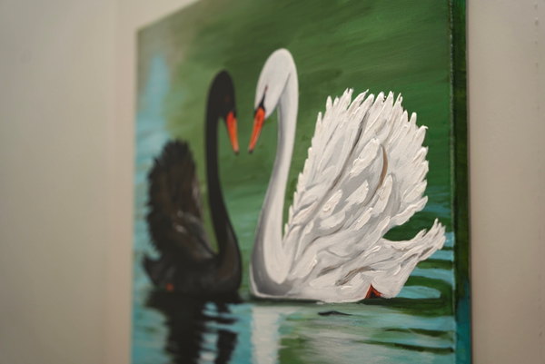 On the wall, angled
