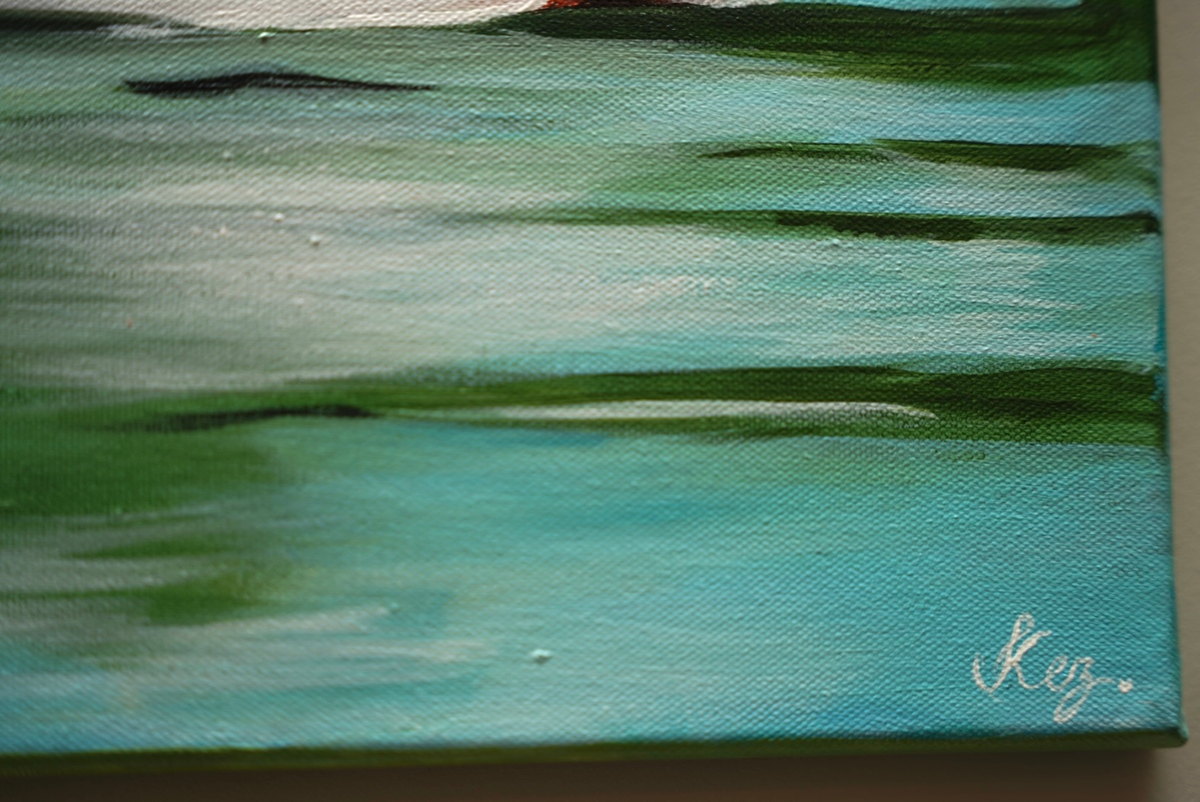 Close detail of the lower corner, with Keziah's hand-painted signature